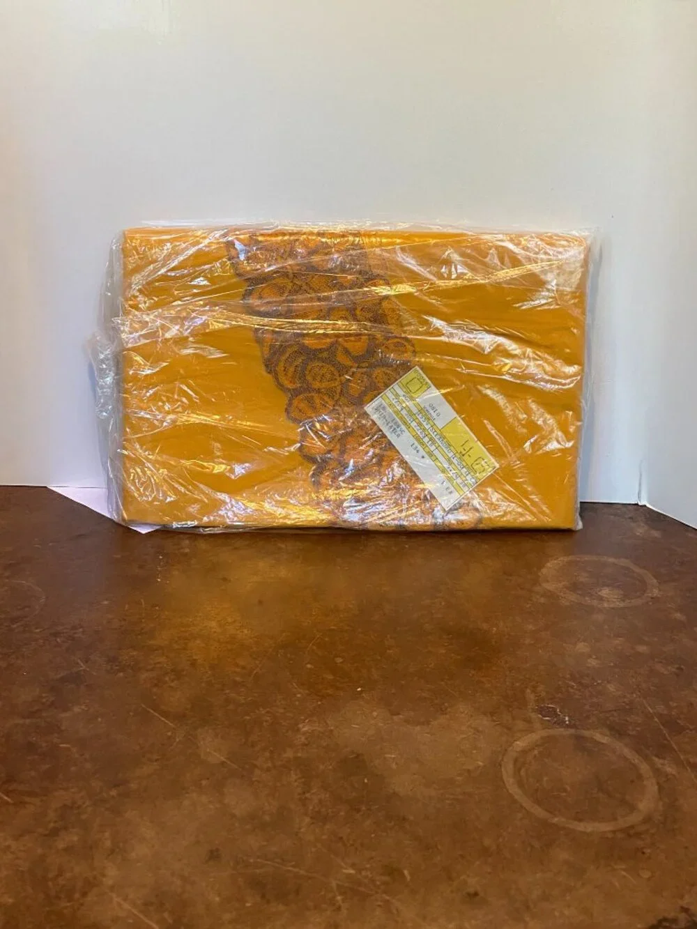 70s NWT Deadstock Montgomery Ward Style House Tablecloth Vintage Mustard Yellow